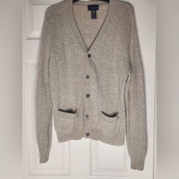 Charter Club Room M Beige 100% PURE WOOL Cable Knit Grandpa Style Men Cardigan - Picture 1 of 6